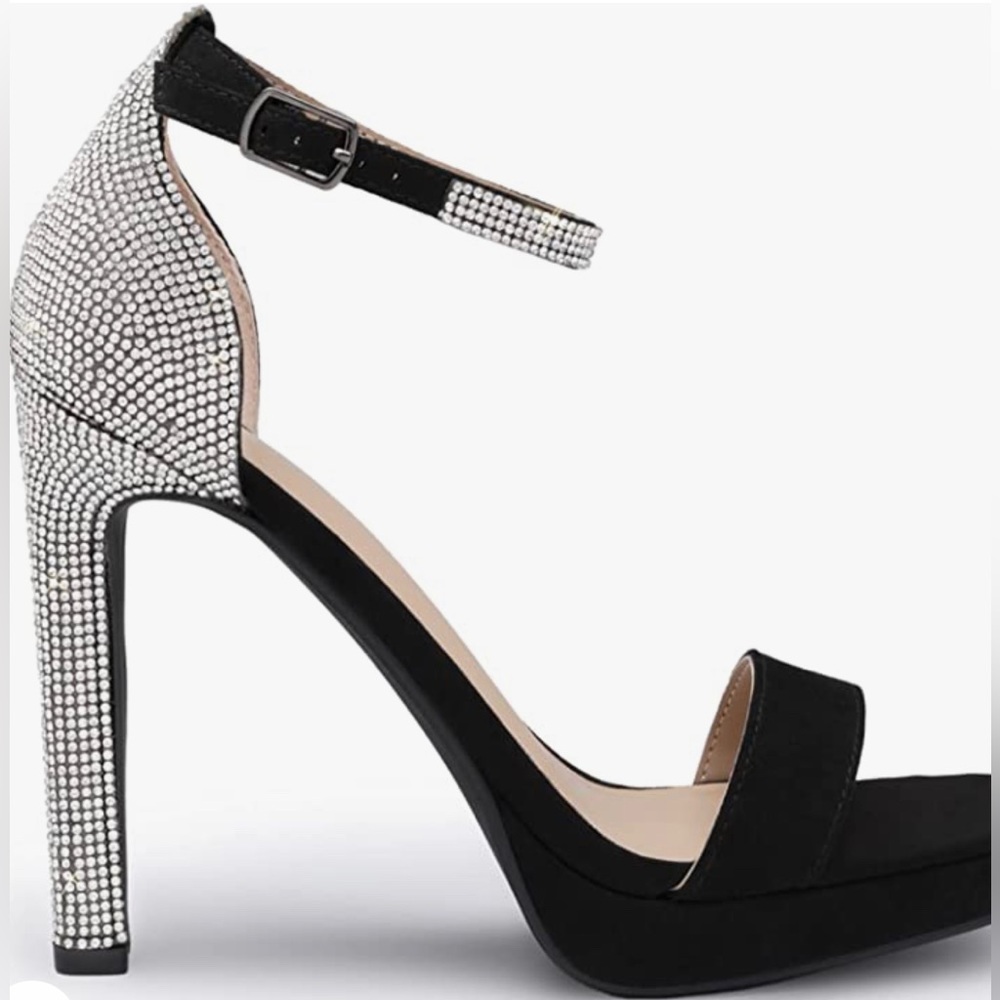 NWT Dressy Rhinestones Open Toe Heel available in black or tan